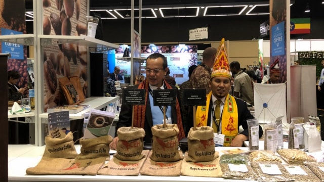 Kopi Gayo Aceh di Coffee Expo Amerika Serikat. (Foto: dok. Disbudpar Aceh)