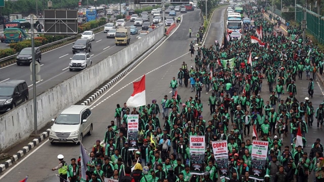 Demonstrasi driver armada online. (Foto: Irfan Adi Saputra/kumparan)