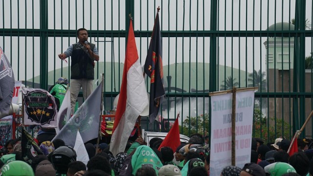 Demonstrasi driver armada online. (Foto: Irfan Adi Saputra/kumparan)