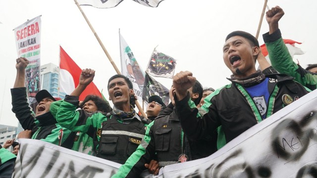 Demonstrasi driver armada online. (Foto: Irfan Adi Saputra/kumparan)