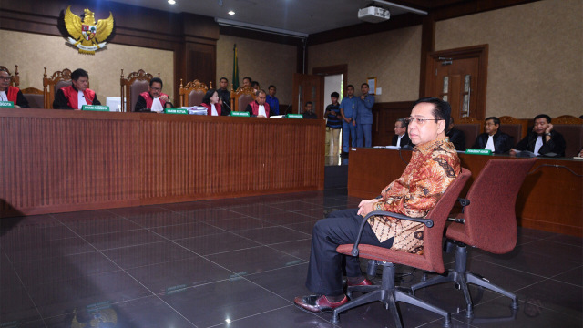 Setya Novanto jalani sidang putusan di Tipikor. (Foto: ANTARA FOTO/Sigid Kurniawan)