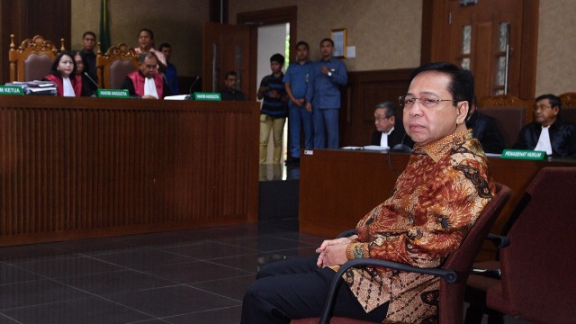 Setya Novanto di Pengadilan Tipikor. (Foto: Antara Foto/Sigid Kurniawan)