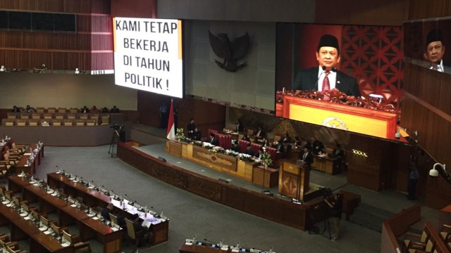 Sambutan Bambang Soesatyo di DPR (Foto: Rafyq Panjaitan)