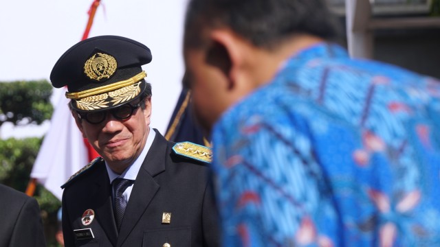 Yasonna Laoly di upacara Bakti Pemasyarakatan. (Foto: Fanny Kusumawardhani/kumparan)
