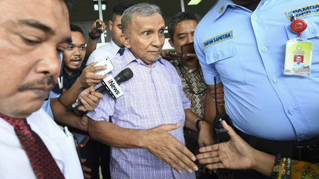 Amien Rais di Kantor DPR RI. (Foto: Antara/Hafidz Mubarak)