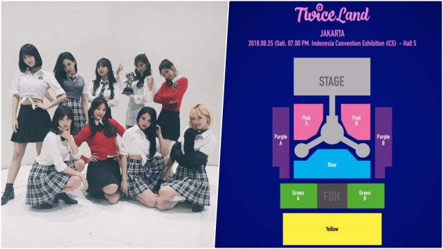 Konser Twice di Jakarta. (Foto: Twitter/JYPETWICE, Twitter/Mecimapro)