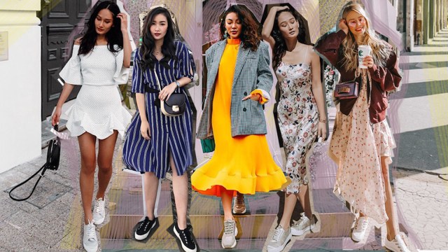 Inspirasi Padu Padan Dress & Sneakers (Foto: Instagram @prettyfrowns @tlnique @notjessfashion @ohhcouture)