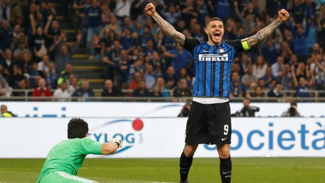 Selebrasi gol Mauro icardi. (Foto: Reuters/Alberto Lingria)