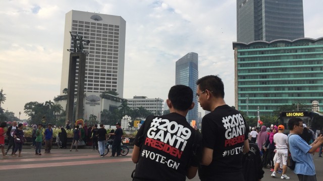 Kaos #2019gantipresiden di CFD HI. (Foto: Fachrul Irwinsyah/kumparan)
