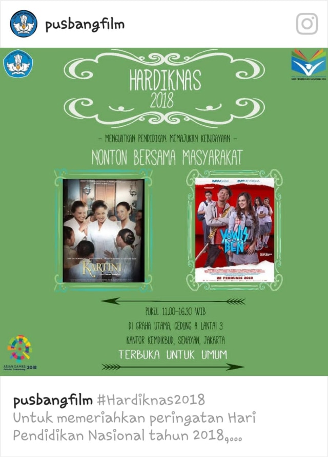 HARDIKNAS: MEMUTAR FILM YANG MENDIDIK