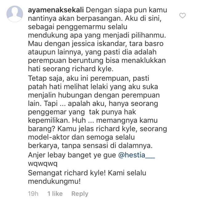 Komentar Netizen tentang Richard & Jedar (Foto: Instagram @richo_kyle)