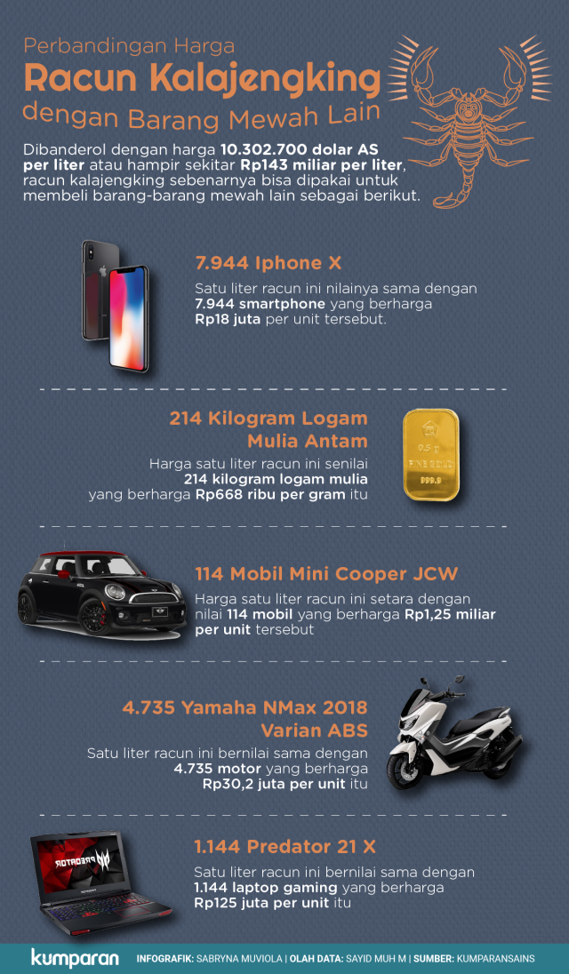 Perbandingan harga racun kalajengking. (Foto:  Sabryna Putri Muviola)