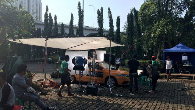 Syuting iklan di Taman Cattleya (Foto: Helinsa Putri/kumparan)