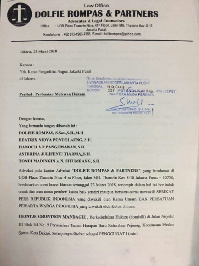 Gugatan PMH Dewan Pers Segera Disidangkan  (1)