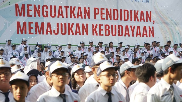 Upacara Peringatan Hardiknas di Kemendikbud. (Foto: Nugroho Sejati/kumparan)