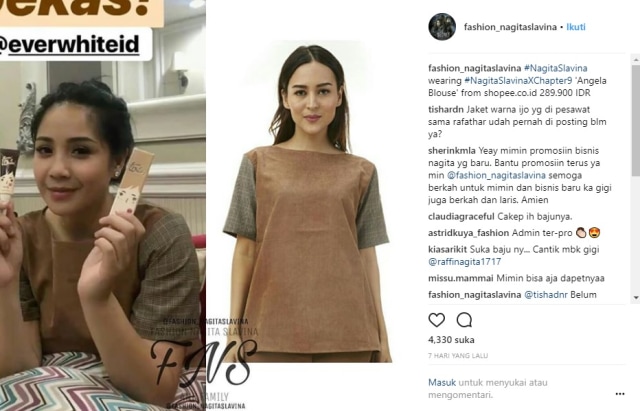 Fashion Nagita Slavina (Foto: Instagram @fashion_nagitaslavina)