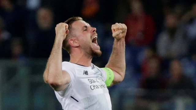 Ekspresi Jordan Henderson saat melawan AS Roma. (Foto: Max Rossi/Reuters)