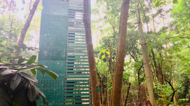 Sarana wall climbing di Hutan Kota Srengseng. (Foto: Shika Arimasen Michi/kumparan)