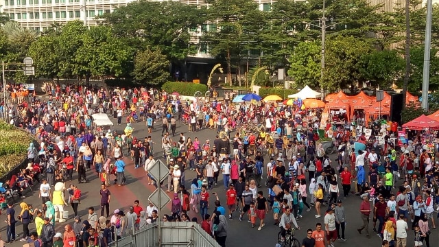 Penjagaan di CFD Bundaran HI diperketat. (Foto: Aria Rusta/kumparan)