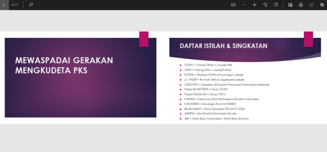 Dokumen ‘Mewaspadai Gerakan Mengkudeta PKS’ (Foto: Dok. Istimewa)
