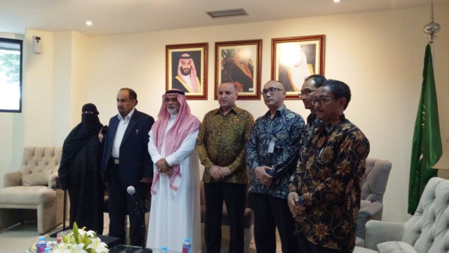 Konferensi pers Kedutaan Arab Saudi. (Foto: Aprilandika Hendra/kumparan)