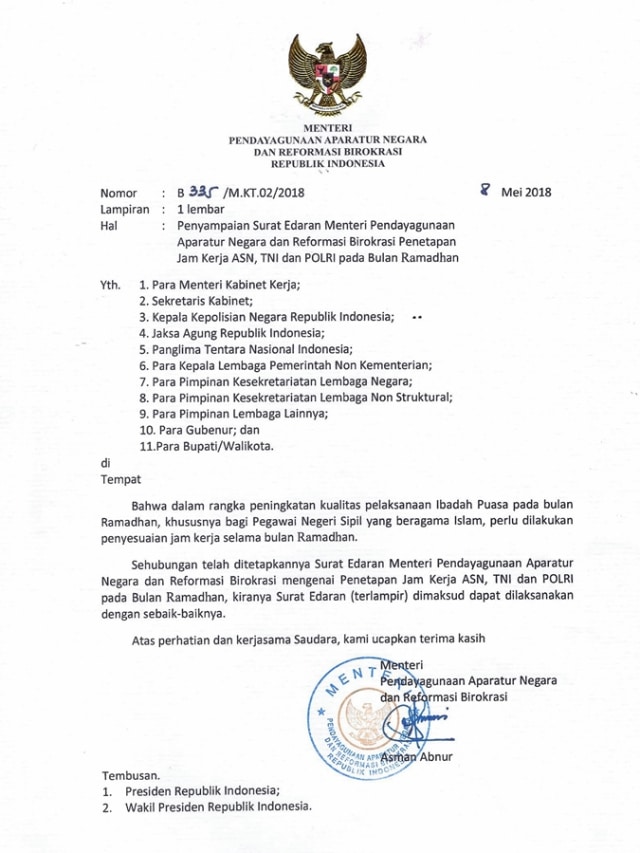 Jam kerja PNS saat bulan Ramadhan. (Foto: dok. Humas Kemenpan RB)