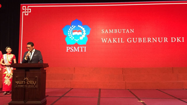 Sambutan Sandi di PSMTI (Foto: Mirsan/kumparan)