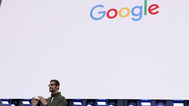 CEO Google, Sundar Pichai di Google I/O 2018 (Foto: Stephen Lam/Reuters)