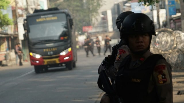 Situasi di luar Mako Brimob (Foto: Jamal Ramadhan/kumparan)
