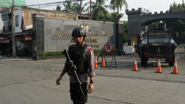 Penjagaan di depan Mako Brimob (Foto: Jamal Ramadhan/kumparan)