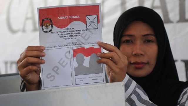 Simulasi Pilkada Calon Tunggal Foto: Antara/Muhammad Iqbal