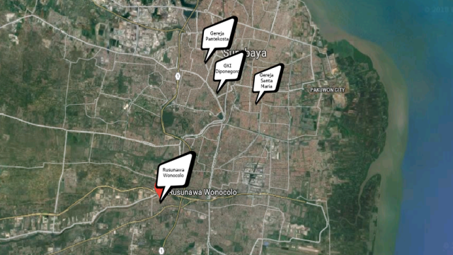 Lokasi Ledakan Bom Sidoarjo (Foto: Google Maps)