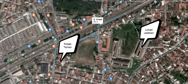 Lokasi Ledakan Bom Sidoarjo (Foto: Google Maps)