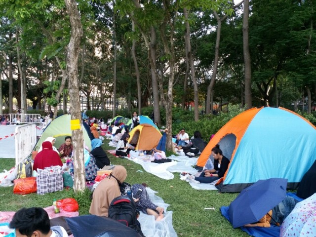 Liburan Unik Ala PMI Hong Kong dengan Mendirikan Tenda-Tenda