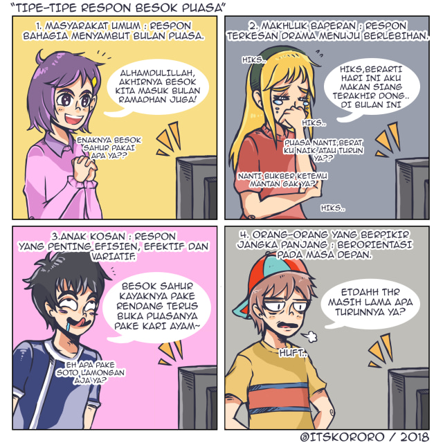 Komik Bulan Puasa #2 : Tipe - Tipe Respon Besok Puasa