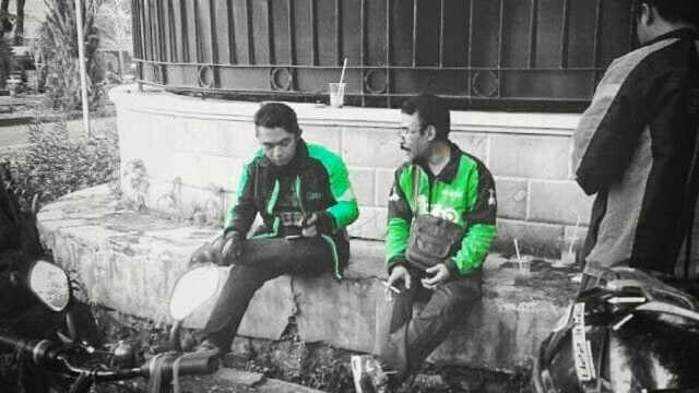 Driver Grab Andi dan ayahnya. (Foto: Dok. Andi)