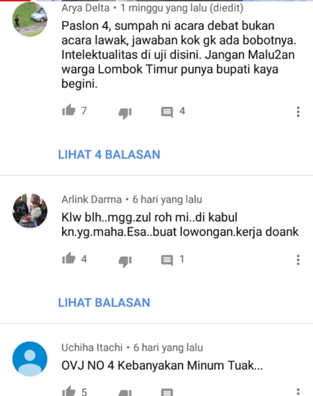 Sisa Debat Pilkada NTB menurut Warganet Zul Rohmi Bintang,Ali Sakti tuai respon Negatif.  (1)