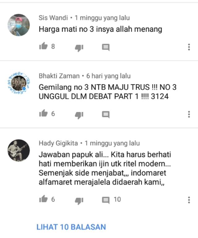 Sisa Debat Pilkada NTB menurut Warganet Zul Rohmi Bintang,Ali Sakti tuai respon Negatif.  (2)
