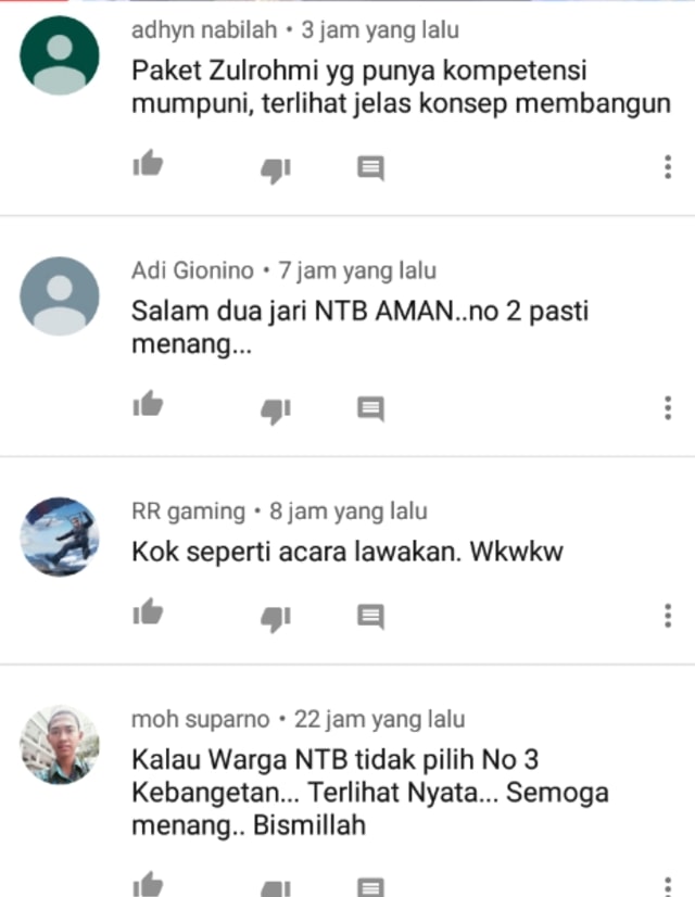 Sisa Debat Pilkada NTB menurut Warganet Zul Rohmi Bintang,Ali Sakti tuai respon Negatif.  (6)
