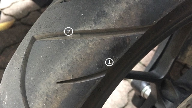 1. Indikator TWI 2. Wear Bar  (Foto: Aditya Pratama Niagara/kumparanOTO)