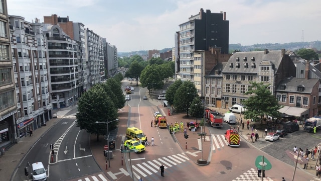 Baku tembaka di Liege, Belgia (Foto: VICTOR JAY via REUTERS)