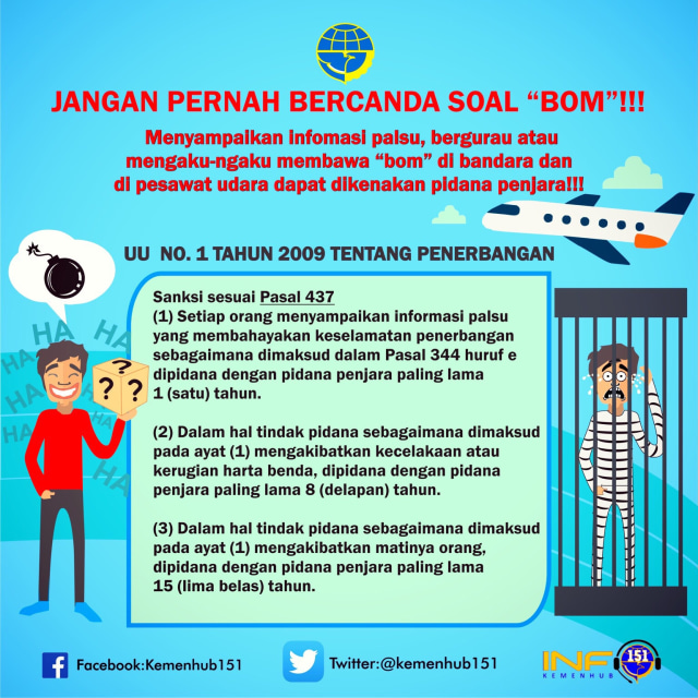 Bercanda Bom di Bandara Bisa Dipenjara 15 Tahun