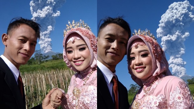 Prewedding di tengah letusan Gunung Merapi. (Foto: Facebook Jony Listyawan)