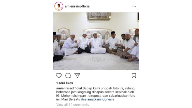 Postingan Amien Rais di Instagram. (Foto: Dok. IG/Amienraisofficial)