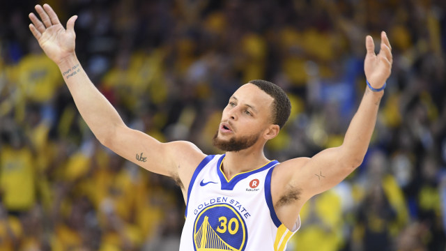 Selebrasi Steph Curry. Foto: Kyle Terada-USA TODAY Sports