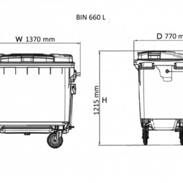 Spesifikasi tong sampah Weber 660 liter. (Foto: Dok. lkkp.go.id)