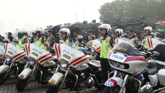 Petugas gelar Apel Operasi Ketupat lebaran 2018. (Foto:  Fitra Andrianto/kumparan)