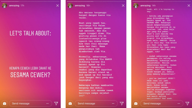Instastory @Amrazing bela Via Vallen (Foto: Dok. @Amrazing - Instagram)