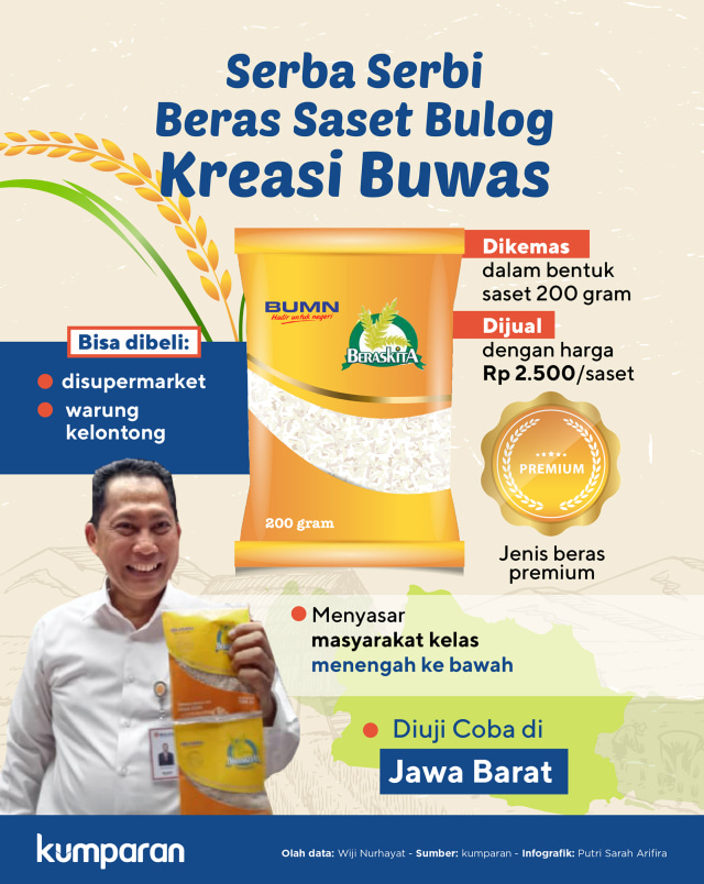 Serba Serbi Beras Saset Bulog Kreasi Buwas (Foto: Putri Sarah Arifira/kumparan)