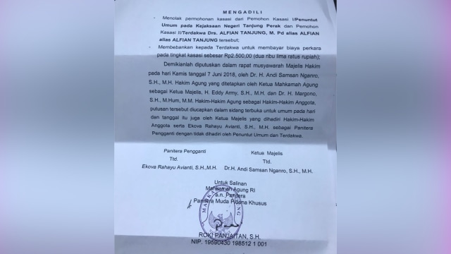 Keputusan vonis Alfian Tanjung (Foto: Istimewa)